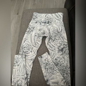 White and Gray Floral Lululemon Leggings